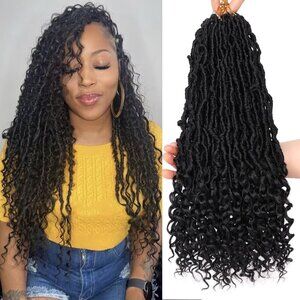 💫 Women Black Braiding Hair Extensions 7 Packs Faux Locs Natural Soft Curls
